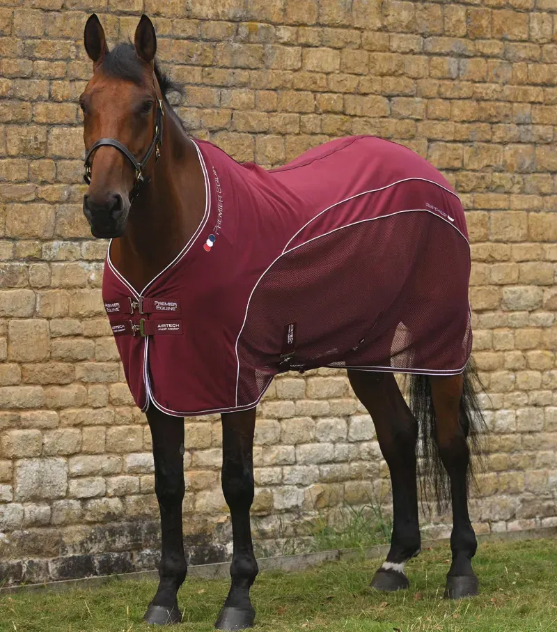 Premier Equine Airtech Mesh Horse Cooler Rug - Burgundy