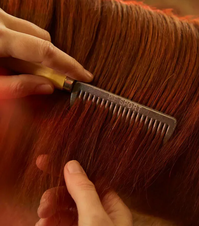 Premier Equine Aluminium Mane Comb With Wooden Handle - Silver-1