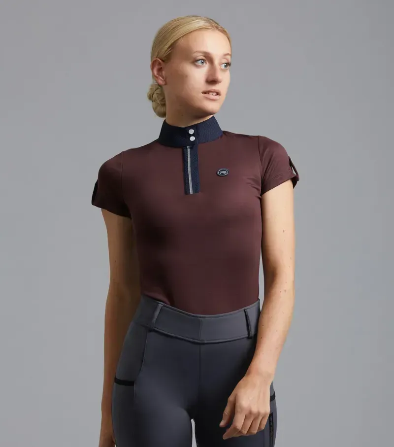 Premier Equine Ladies Amia Technical Short Sleeve Riding Top - Wine
