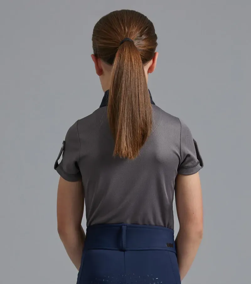 Premier Equine Girl's Mini Amia Technical Short Sleeve Riding Top - Grey-2