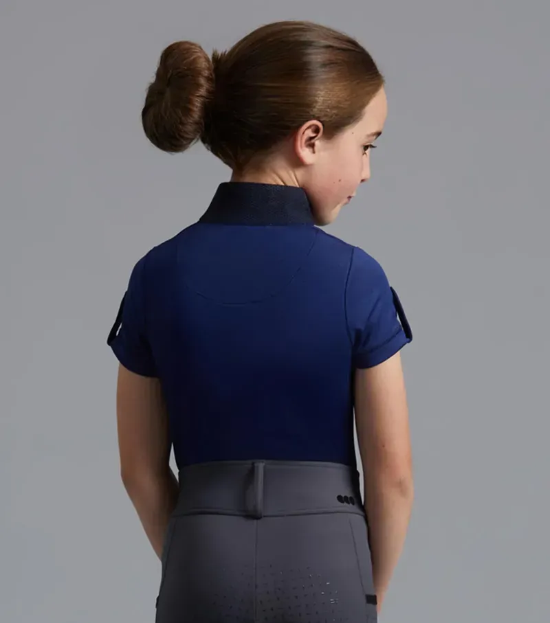 Premier Equine Girl's Mini Remisa Technical Short Sleeve Riding Top - Navy-2