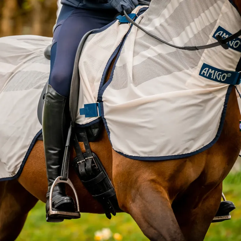 Horseware Amigo Flyrider Fly Rug Exercise Sheet - Chalk/Navy-3