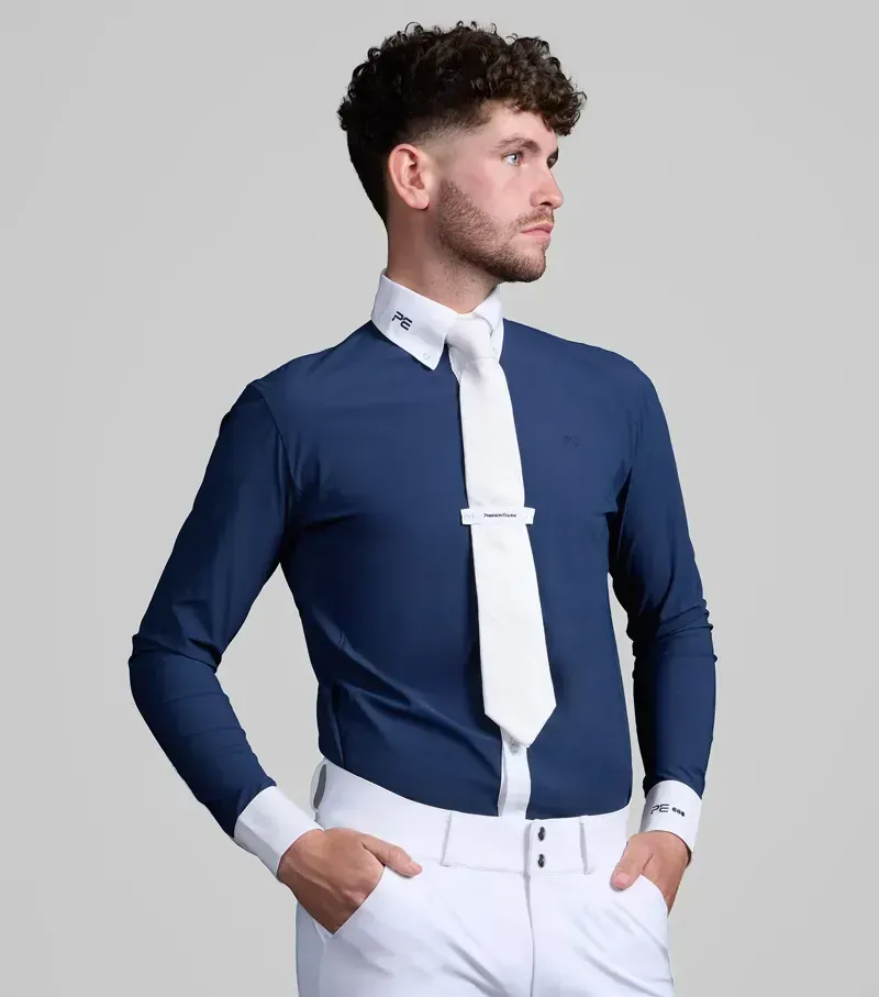 Premier Equine Men's Andate Long Sleeve Show Shirt - Navy