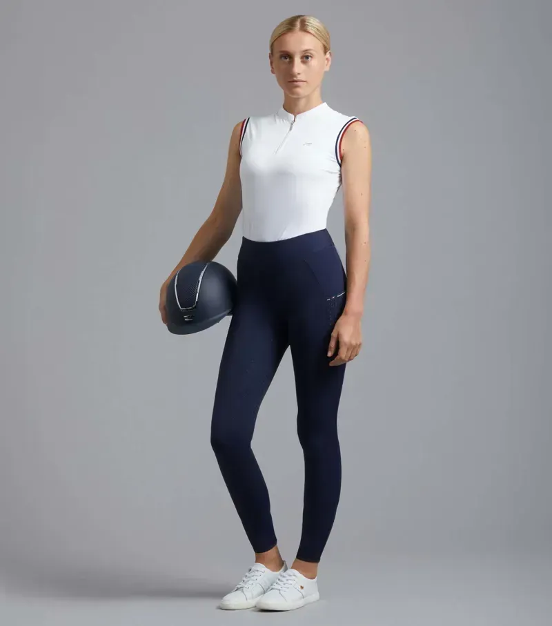 Premier Equine Ladies Aporia Riding Tights - Glenmore Navy-5