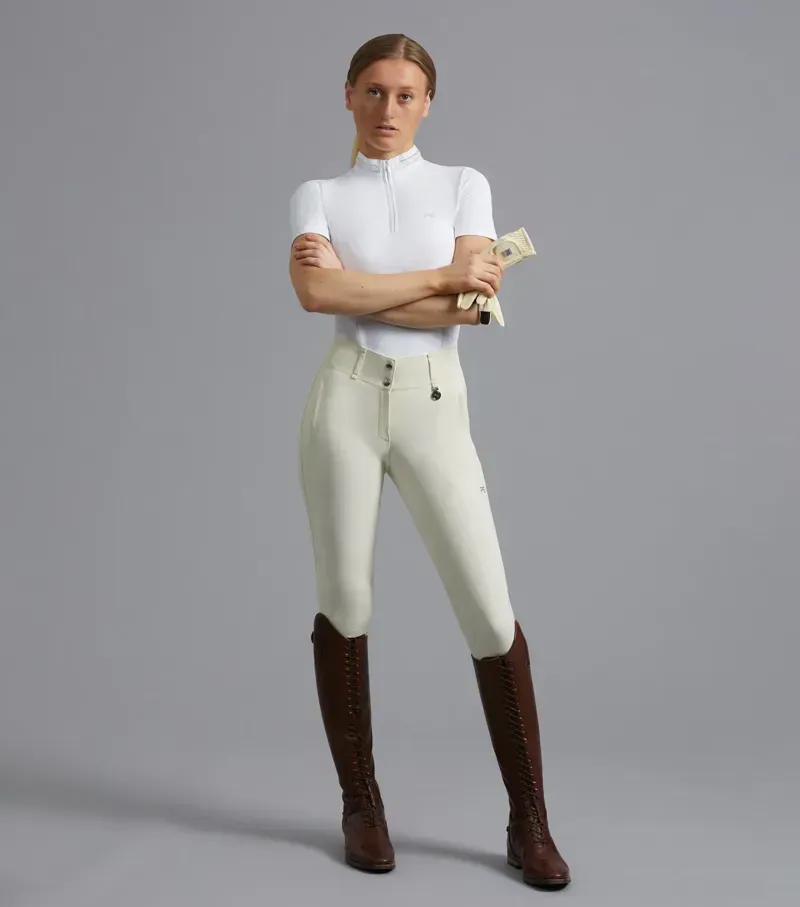 Premier Equine Ladies Aradina Full Seat Gel Competition Riding Breeches - Vanilla
