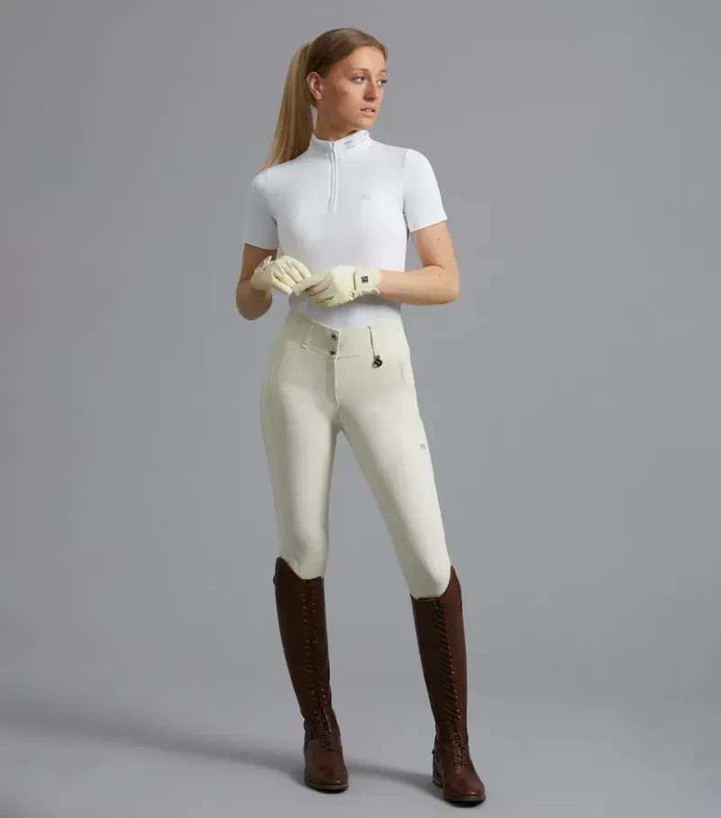 Premier Equine Ladies Aradina Full Seat Gel Competition Riding Breeches - Vanilla-5