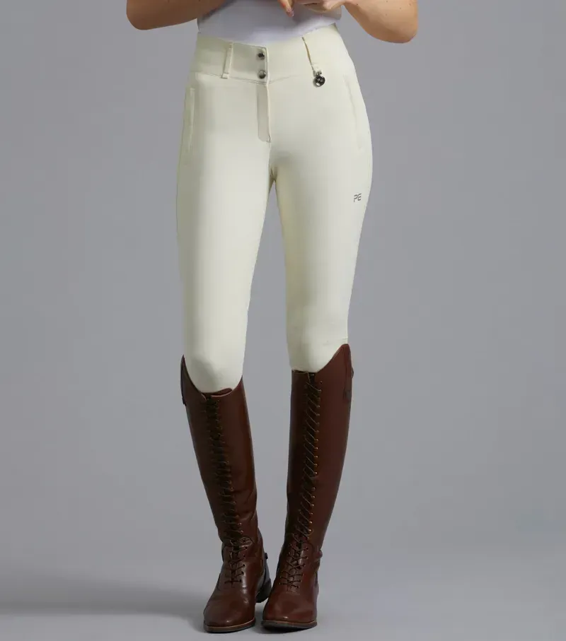 Premier Equine Ladies Aradina Full Seat Gel Competition Riding Breeches - Vanilla-2