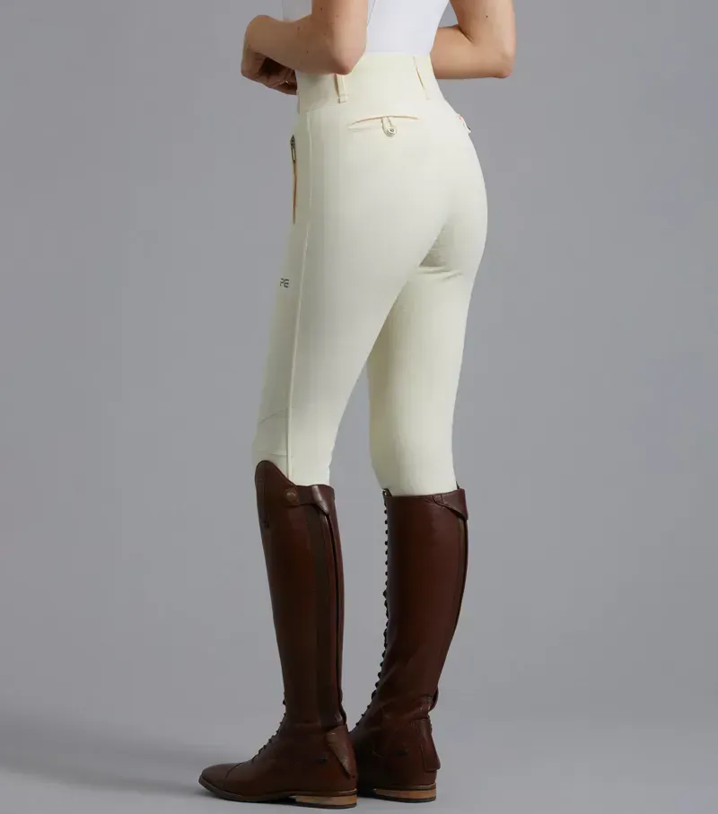 Premier Equine Ladies Aradina Full Seat Gel Competition Riding Breeches - Vanilla-1