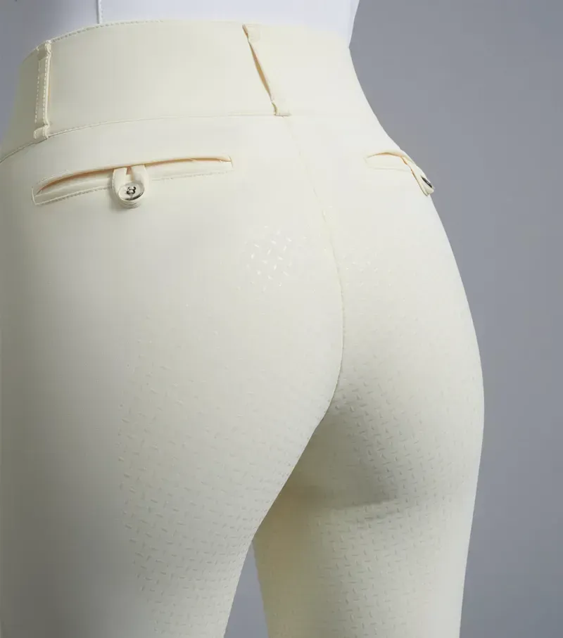 Premier Equine Ladies Aradina Full Seat Gel Competition Riding Breeches - Vanilla-3