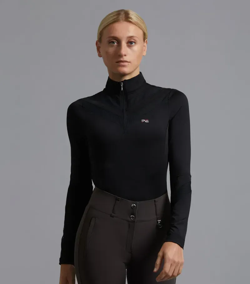 Premier Equine Ladies Arclos Technical Long Sleeve Riding Top - Black