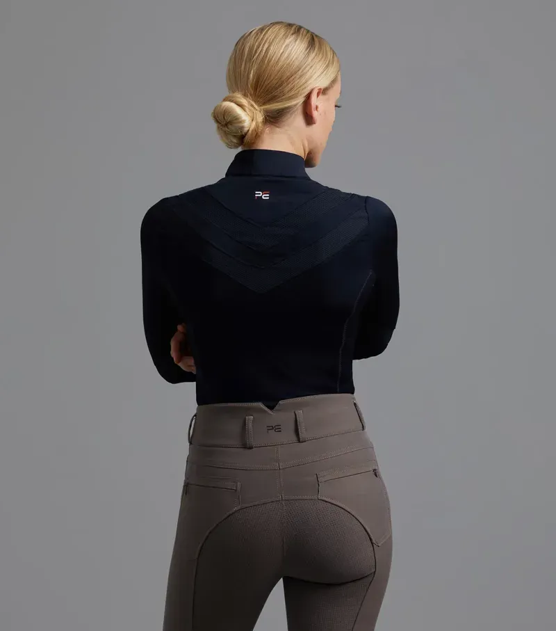 Premier Equine Ladies Arclos Technical Long Sleeve Riding Top - Navy-2