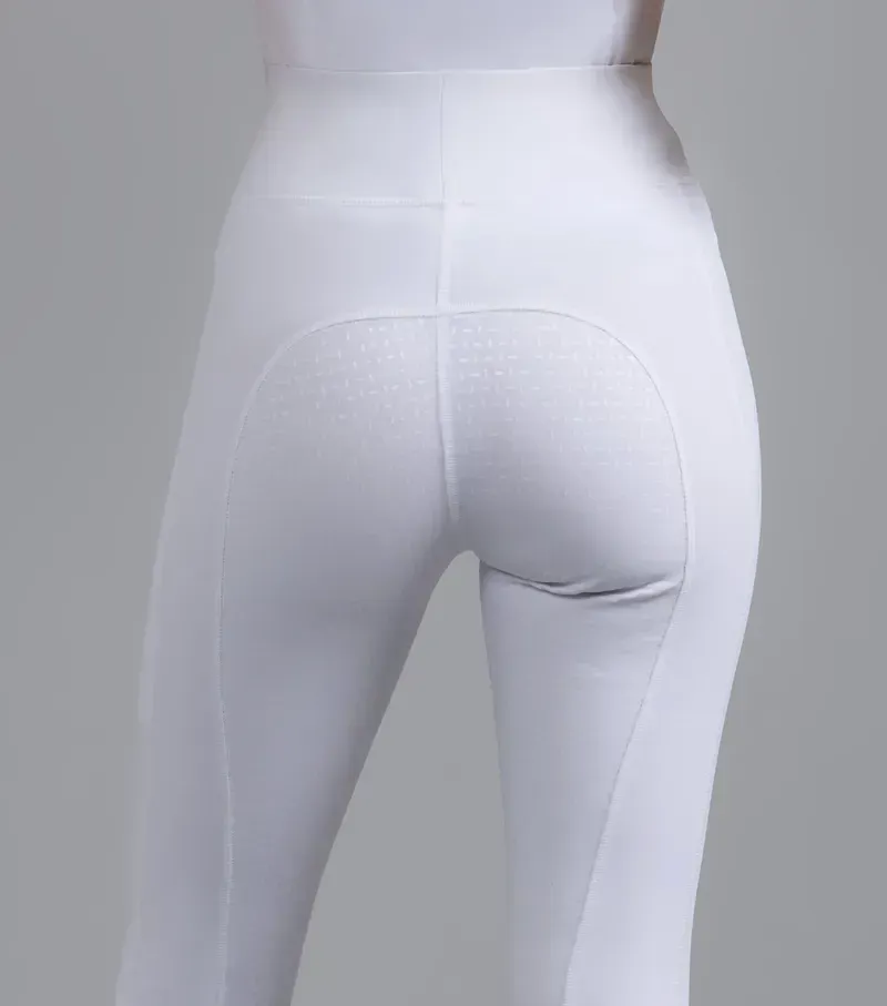 Premier Equine Ladies Aresso Full Seat Gel Riding Tights - White-2
