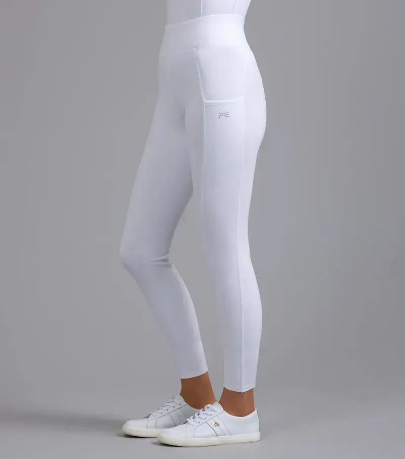 Premier Equine Ladies Aresso Full Seat Gel Riding Tights - White-4