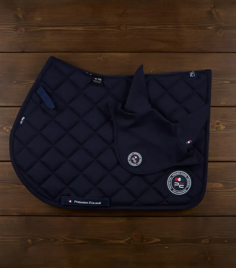 Premier Equine Full Atlas Close Contact GP/Jump Square - Navy-5