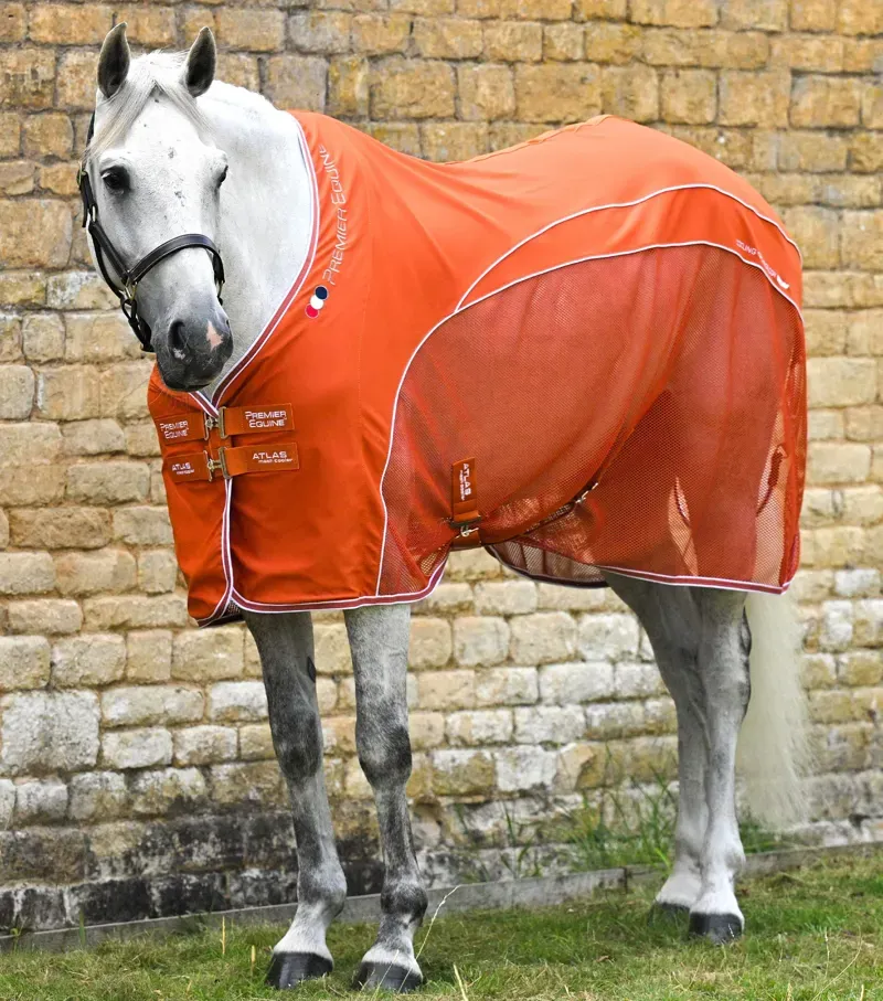 Premier Equine Atlas Mesh Horse Cooler Rug - Burnt Orange