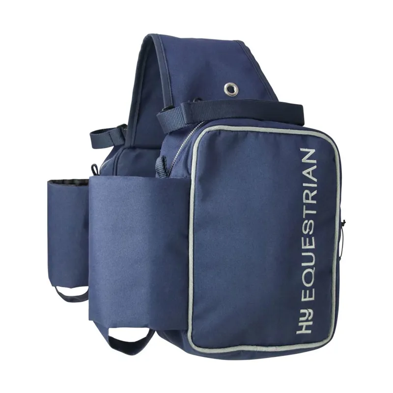 Hy Equestrian Saddle Pannier - Navy/Grey