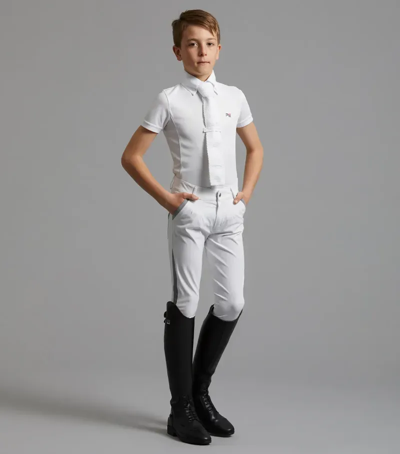 Premier Equine Boy's Mini Antonio Short Sleeve Show Shirt - White-5