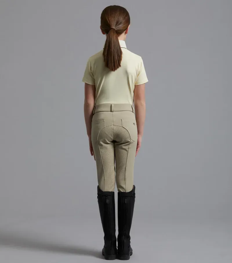 Premier Equine Girls Brava Full Seat Gel Competiton Riding Breeches - Beige-2