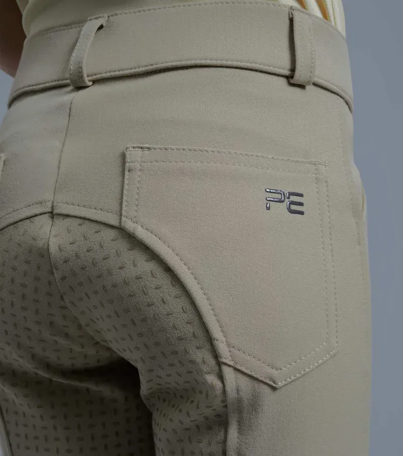 Premier Equine Girls Brava Full Seat Gel Competiton Riding Breeches - Beige-4
