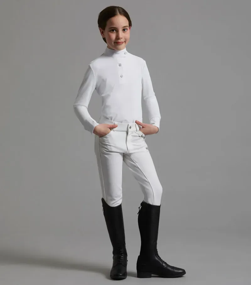 Premier Equine Girls Brava Full Seat Gel Competiton Riding Breeches - White