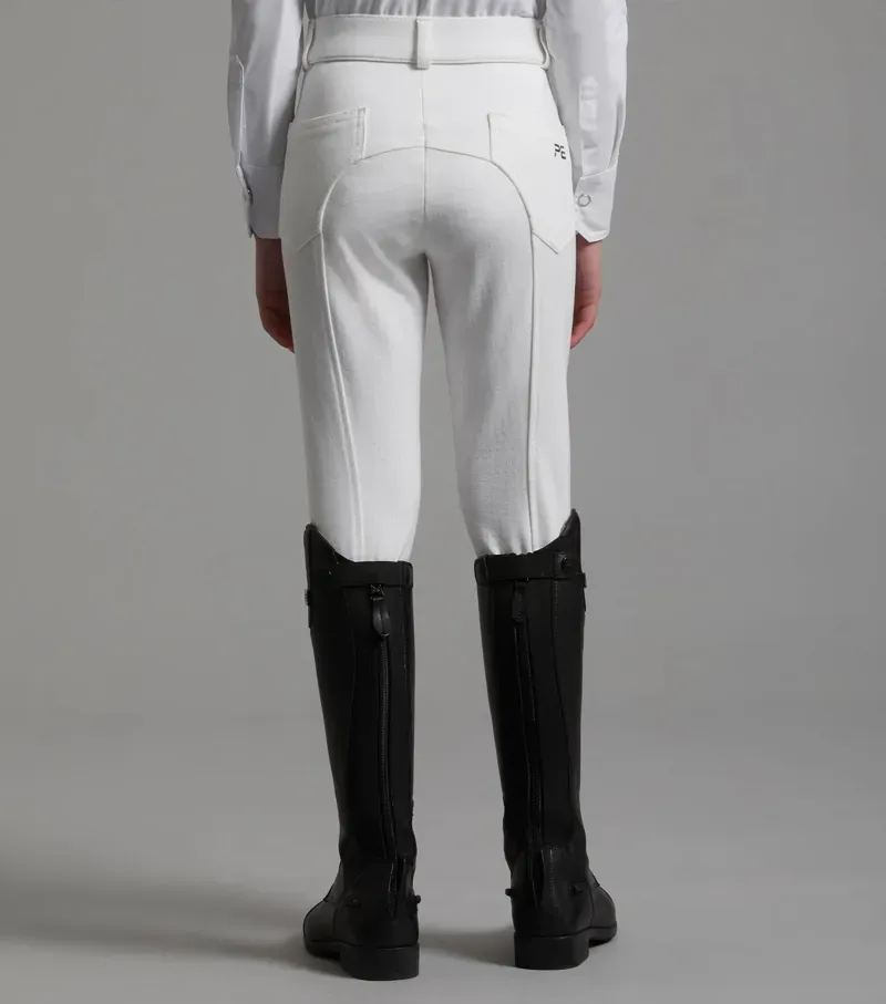 Premier Equine Girls Brava Full Seat Gel Competiton Riding Breeches - White-2