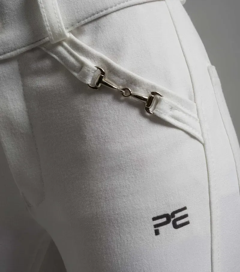 Premier Equine Girls Brava Full Seat Gel Competiton Riding Breeches - White-3