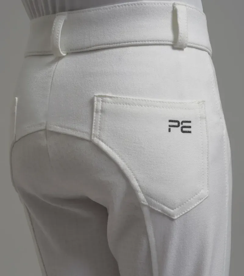 Premier Equine Girls Brava Full Seat Gel Competiton Riding Breeches - White-4