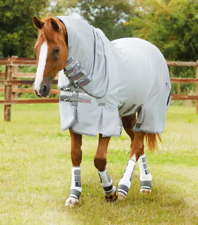 Premier Equine Combo Bug Buster Fly Rug With Belly Flap - Silver