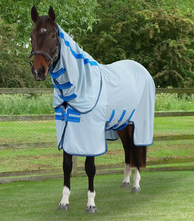 Premier Equine Bug Buster Fly Rug With Detachable Neck And Belly Flap - Blue