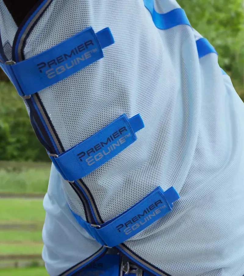 Premier Equine Bug Buster Fly Rug With Detachable Neck And Belly Flap - Blue-1