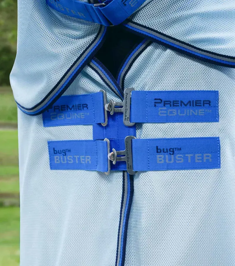 Premier Equine Bug Buster Fly Rug With Detachable Neck And Belly Flap - Blue-3