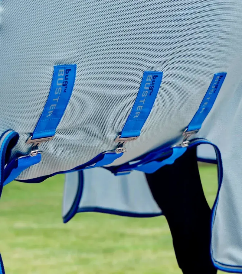 Premier Equine Bug Buster Fly Rug With Detachable Neck And Belly Flap - Blue-4