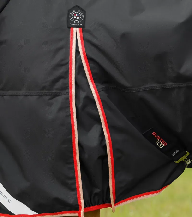 Premier Equine Buster 100g Turnout Rug With Snug-Fit Neck Cover - Black-3