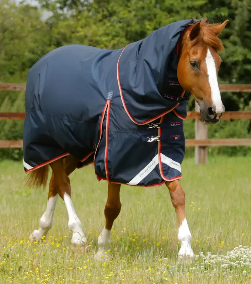 Premier Equine Buster 100g Turnout Rug With Snug-Fit Neck Cover - Navy