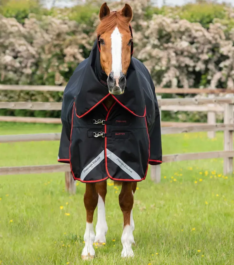 Premier Equine Buster 250g Turnout Rug With Classic Neck Cover - Black-1