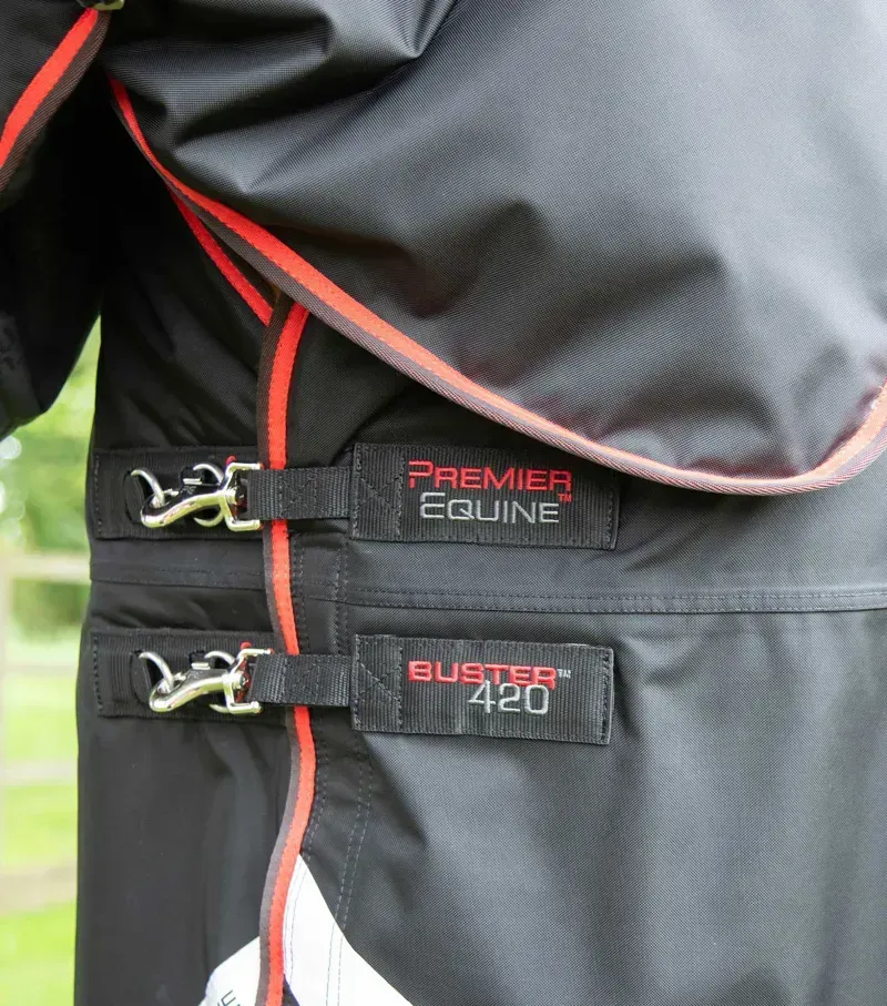 Premier Equine Buster 420g Turnout Rug With Classic Neck Cover - Black-2