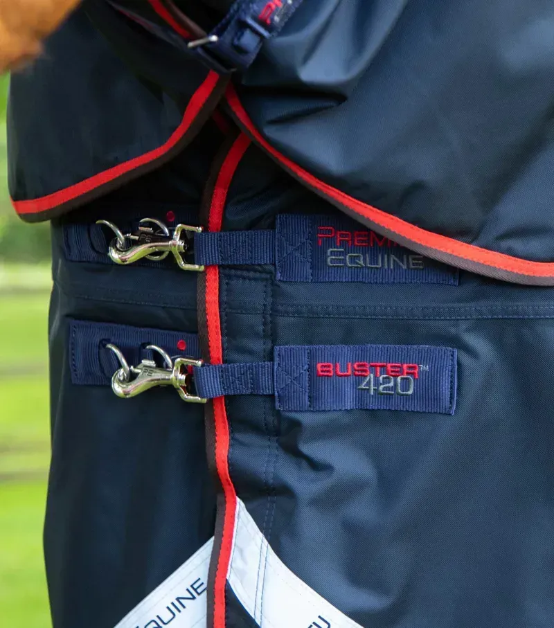 Premier Equine Buster 420g Turnout Rug With Classic Neck Cover - Navy-2