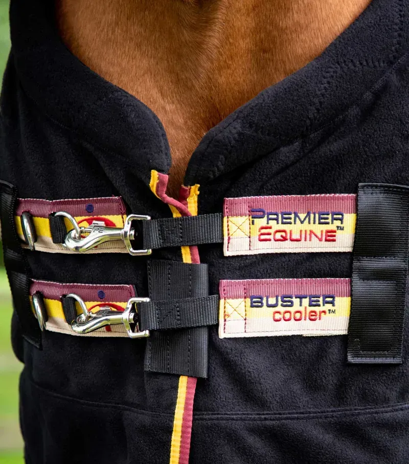 Premier Equine Buster Fleece Cooler Rug Continental Edition - Black-2