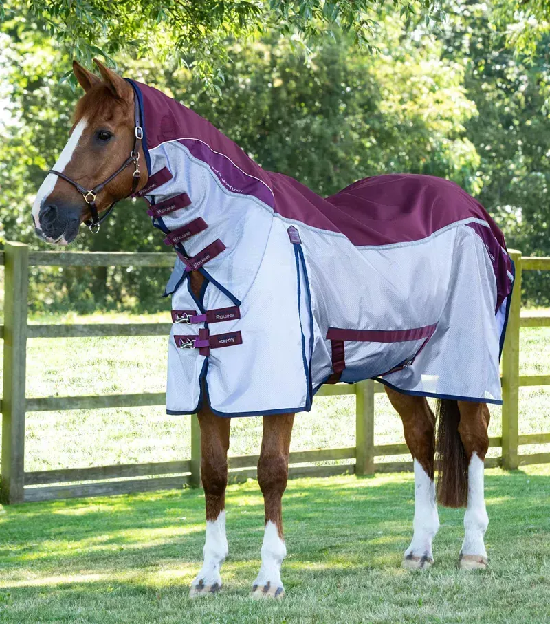 Premier Equine Buster Stay-Dry Super Lite Fly Rug With Surcingles - Wine