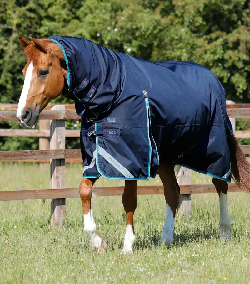 Premier Equine Buster Storm 100g Combo Turnout Rug With Snug-Fit Neck - Navy