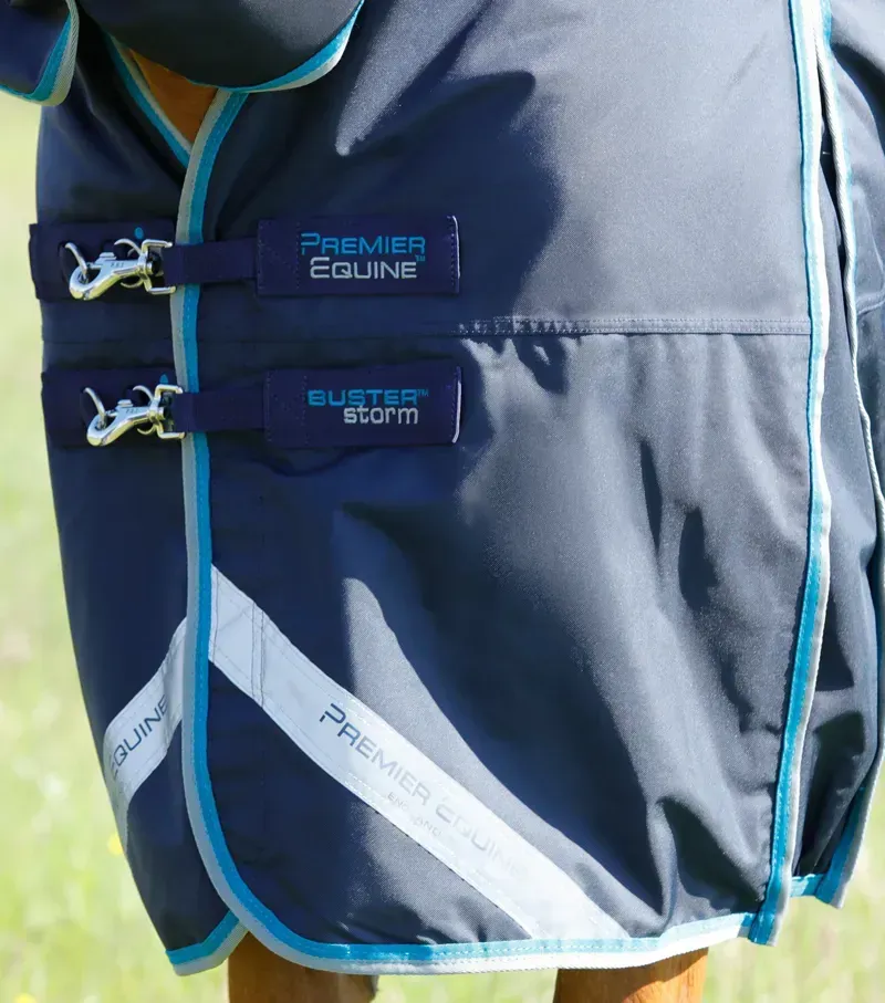 Premier Equine Buster Storm 100g Combo Turnout Rug With Snug-Fit Neck - Navy-2