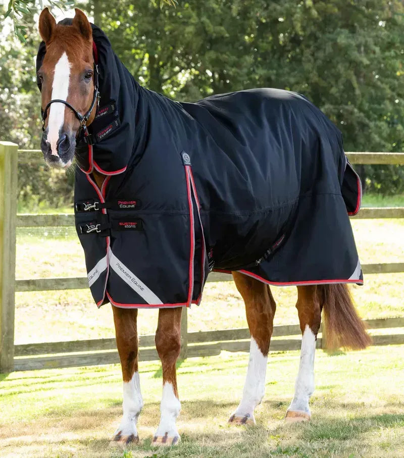 Premier Equine Buster Storm 400g Combo Turnout Rug With Snug-Fit Neck - Black
