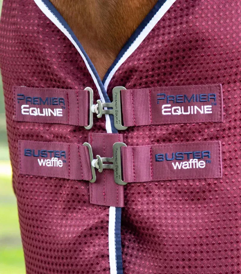 Premier Equine Buster Waffle Horse Cooler Rug - Burgundy-1