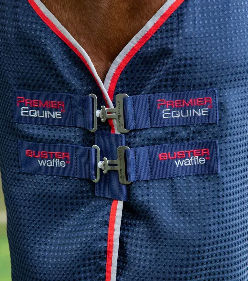 Premier Equine Buster Waffle Horse Cooler Rug - Navy-1
