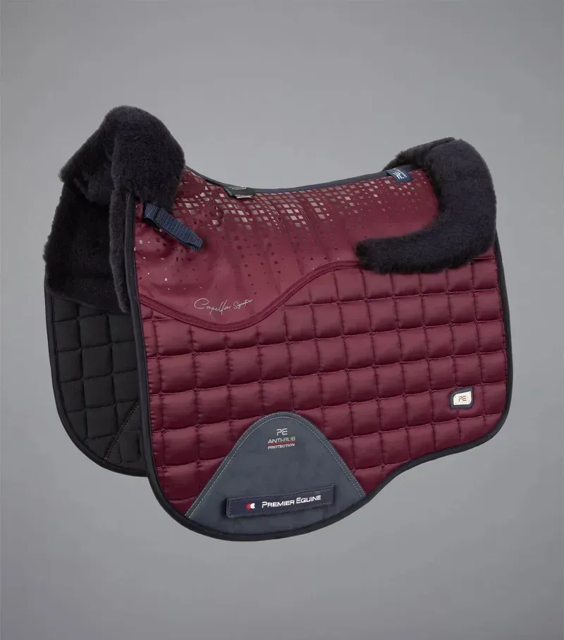 Premier Equine Capella Close Contact Merino Wool Dressage Square - Wine/Navy
