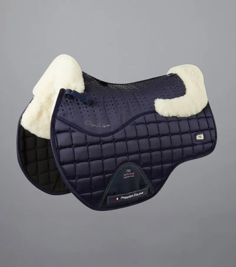 Premier Equine Capella Close Contact Merino Wool GP/Jump Square - Navy/Natural