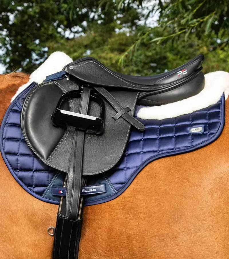 Premier Equine Capella Close Contact Merino Wool GP/Jump Square - Navy/Natural-1