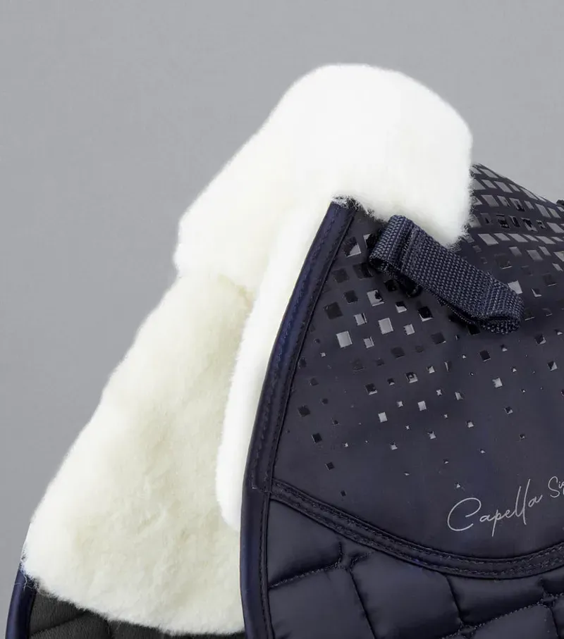 Premier Equine Capella Close Contact Merino Wool GP/Jump Square - Navy/Natural-3