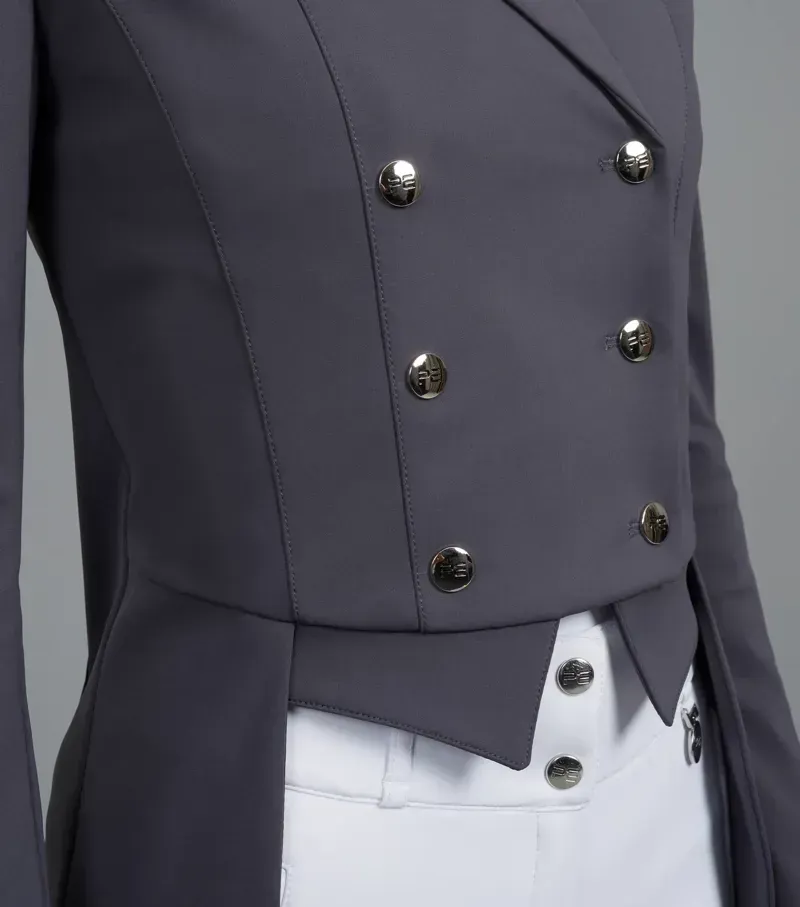 Premier Equine Ladies Capriole Short Tail Dressage Jacket - Grey-3
