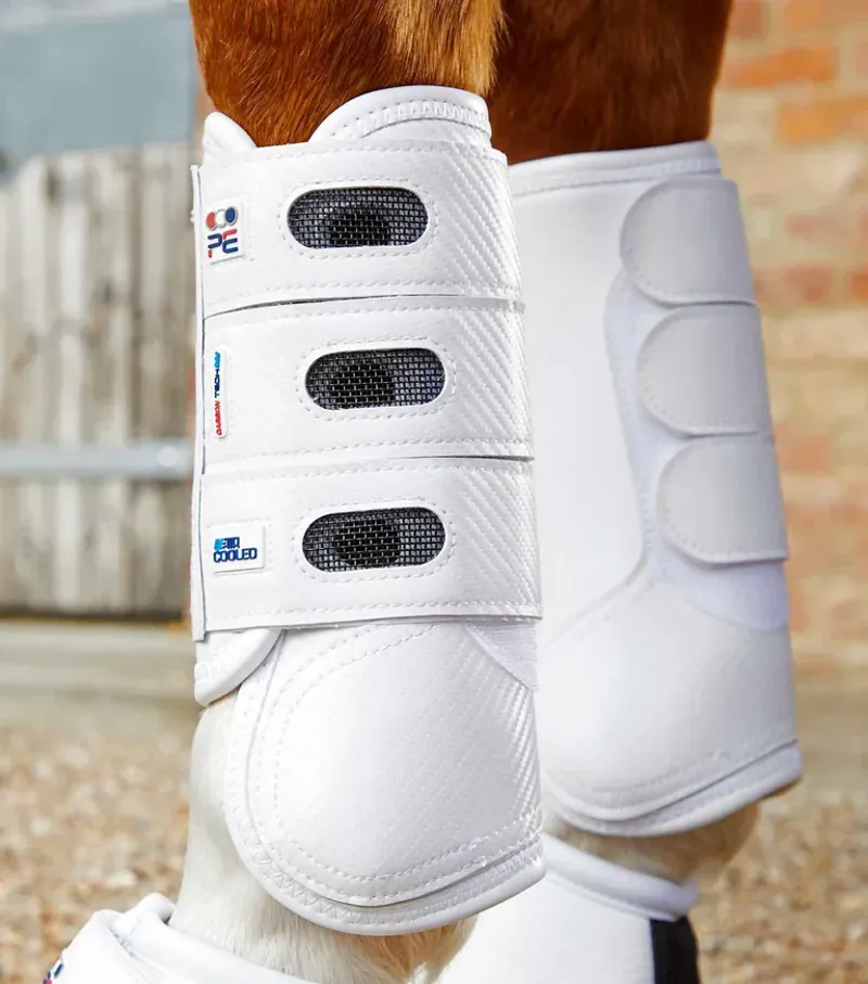 Premier Equine Carbon Tech Air Cooled Eventing Boots - White-2